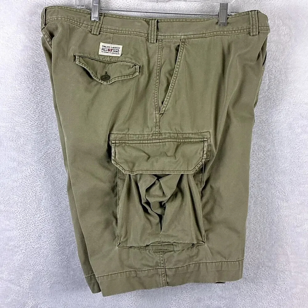 VTG Polo Ralph Lauren Cargo Shorts Men 40 Olive Baggy Preppy Grunge Military Y2K